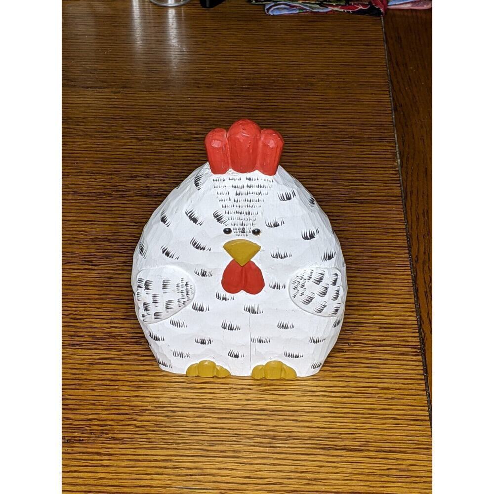 James Haddon Carved Wood Rooster Chicken Shelf Sitter Handpainted 8 x 6" - Picture 6 of 6